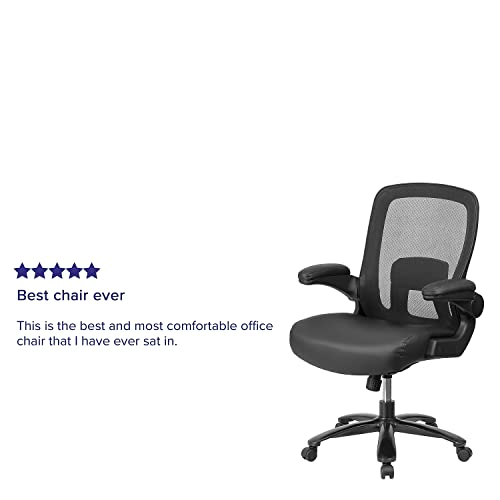 Flash Furniture HERCULES Series Big & Tall 500 lb. Rated Black Mesh/LeatherSoft Executive Ergonomic Office Chair with Adjustable Lumbar