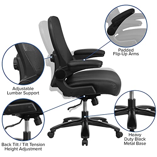 Flash Furniture HERCULES Series Big & Tall 500 lb. Rated Black Mesh/LeatherSoft Executive Ergonomic Office Chair with Adjustable Lumbar