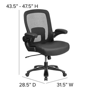 Flash Furniture HERCULES Series Big & Tall 500 lb. Rated Black Mesh/LeatherSoft Executive Ergonomic Office Chair with Adjustable Lumbar