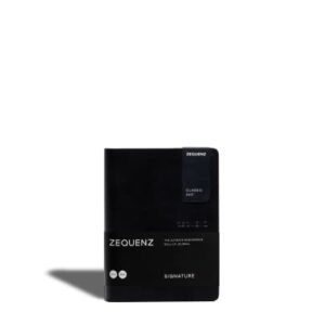 Zequenz Classic 360 Signature Series, Size: A6 Small, Color: Black, Paper: Grid, Soft Cover Notebook, Soft Bound Journal, 4" x 5.5", 200 sheets / 400 pages, Squared, Grid pattern, Graph premium paper