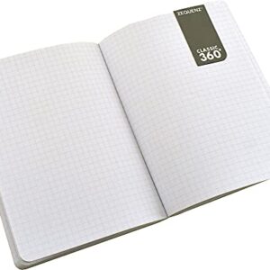 Zequenz Classic 360 Signature Series, Size: A6 Small, Color: Black, Paper: Grid, Soft Cover Notebook, Soft Bound Journal, 4" x 5.5", 200 sheets / 400 pages, Squared, Grid pattern, Graph premium paper