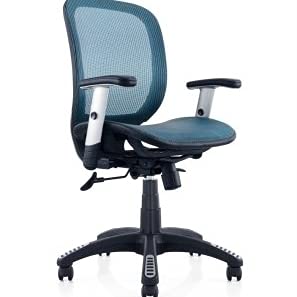 ergomax fully meshed ergonomic height adjustable blue office chair w/armrests, 42 inch max