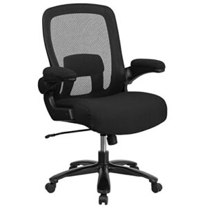 flash furniture big & tall office chair | black mesh executive swivel office chair with lumbar and back support and wheels