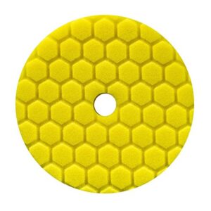 chemical guys bufx111hex5 hex-logic quantum heavy cutting pad, yellow (5 inch backing plate)