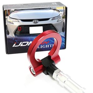 ijdmtoy red track racing style tow hook ring compatible with 2014-2016 scion tc, made of lightweight aluminum