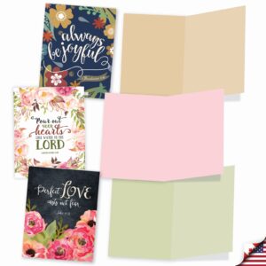 The Best Card Company - Assorted of 10 All Occasions Blank Notecards Box Set 4 x 5.12 Inch w/Envelopes, Floral Scripture Bible Quotes for Women (10 Designs, 1 Each) - Blessings M6634OCB