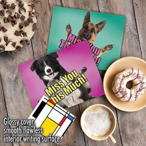 The Best Card Company - 10 Blank Assorted Notecards w/Envelopes (4 x 5.12 Inch) - Boxed Greetings with Dogs, Thinking of You Sentiments - Pet Puppies, Animal - Dog Miss You This Much M6600MYB