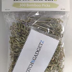 Bamboo Cocktail Picks - 300 Pack - 4.1 inch - With Looped Knot - Great for Cocktail Party or Barbeque Snacks, Club Sandwiches, etc. - Natural Bamboo - Keeps Ingredients Pinned Together - Stylish