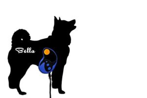 akita dog silhouette - custom name dog leash holder - wall hook