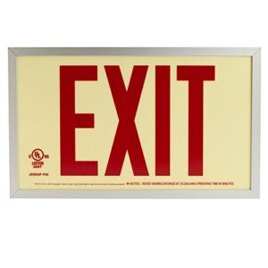 Jessup Glo Brite 7210-SAF-B P50 Non Electrical, Glow-in-The-Dark (Photoluminescent) Screen-Printed Eco Exit Sign, Single-Sided with Aluminum Frame and Bracket, 7.5" by 13", Red