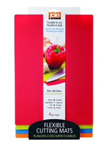 joie color coded flexible cutting mats (4 pack), multicolor