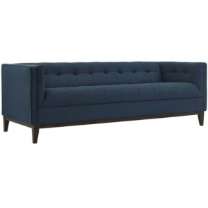 modway serve modern tuxedo sofa with upholstered tufted fabric in azure