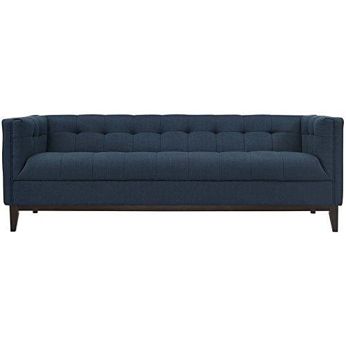 Modway Serve Modern Tuxedo Sofa With Upholstered Tufted Fabric in Azure