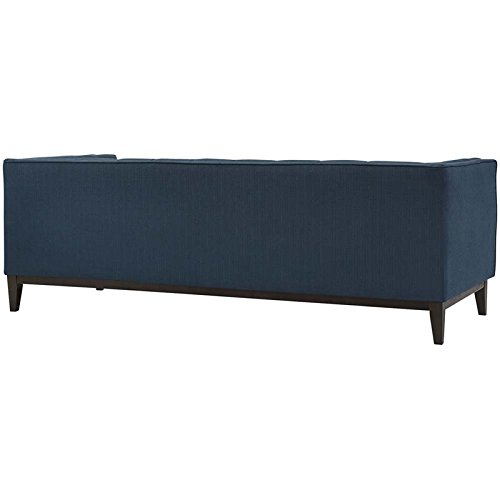 Modway Serve Modern Tuxedo Sofa With Upholstered Tufted Fabric in Azure