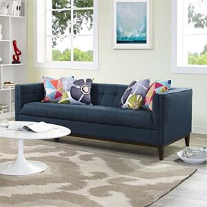 Modway Serve Modern Tuxedo Sofa With Upholstered Tufted Fabric in Azure