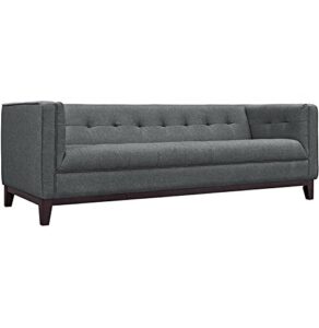 modway serve modern tuxedo sofa with upholstered tufted fabric in gray