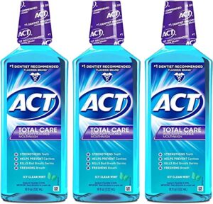 act total care anticavity fluoride mouthwash icy clean mint 18 oz (pack of 4)