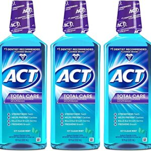 ACT Total Care Anticavity Fluoride Mouthwash ICY Clean Mint 18 oz (Pack of 4)