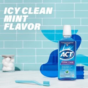 ACT Total Care Anticavity Fluoride Mouthwash ICY Clean Mint 18 oz (Pack of 4)