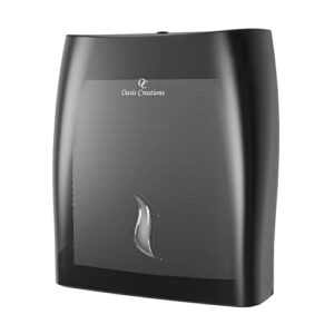 touchless paper towel dispenser by oasis creations - wall mount - hold 500 multifold paper towels - black smoke