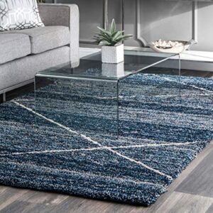 nuloom hand tufted trellis vito shag area rug, 7' 6" x 9' 6", blue