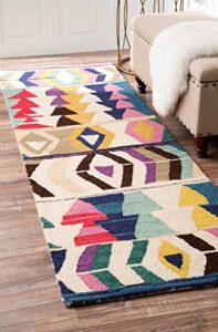 nuloom ofelia bohemian wool runner rug, 2' 6" x 8', multi