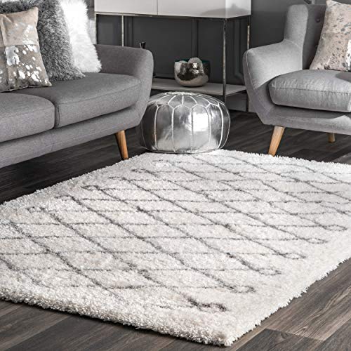 nuLOOM Stasia Diamond Shag Area Rug, 5' 3" x 7' 6", Grey