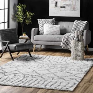 nuloom renata moroccan shag area rug, 5' 3" x 7' 6", grey