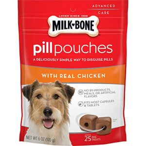 milk-bone pill pouches dog treats, real chicken flavor, 6 ounces (pack of 5)