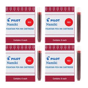 pilot namiki ic50 fountain pen ink cartridge red, 6 per pack (total 24) (69002)