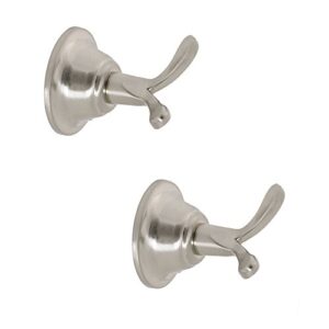 north shore double robe hook towel holder bath accessory, satin nickel