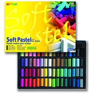 MUNGYO Non Toxic Square Chalk, Soft Pastel, 64 Pack, Assorted Colors (B441R078-7003A)