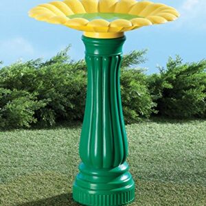 Miles Kimball Daisy Bird Bath, One Size Fits All, Green and Yellow