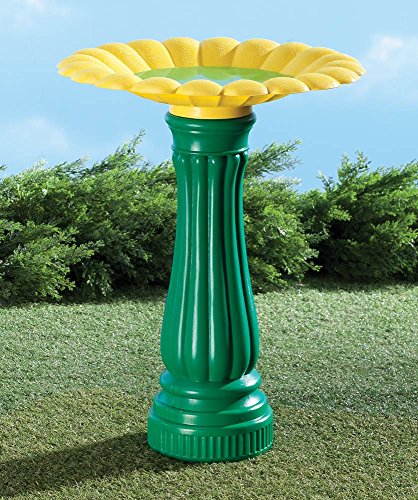 Miles Kimball Daisy Bird Bath, One Size Fits All, Green and Yellow