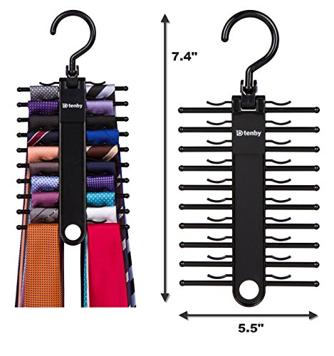 Tenby Living 2-Pack Black Tie Rack, Organizer, Hanger, Holder - Affordable Ti.