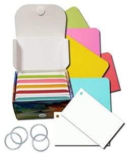 debra dale designs ~ made right in the usa ~ 3" x 5" blank white index cards study system ~ 200 cards ~ 5 bright dividers ~ hole punched ~ 4 quality binder rings ~ 326 gsm ~ great for notecards