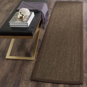 safavieh natural fiber collection accent rug - 2' x 4', brown & brown, border sisal design, easy care, ideal for high traffic areas in entryway, living room, bedroom (nf443d)