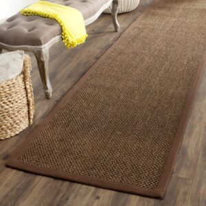 SAFAVIEH Natural Fiber Collection Accent Rug - 2' x 4', Brown & Brown, Border Sisal Design, Easy Care, Ideal for High Traffic Areas in Entryway, Living Room, Bedroom (NF443D)