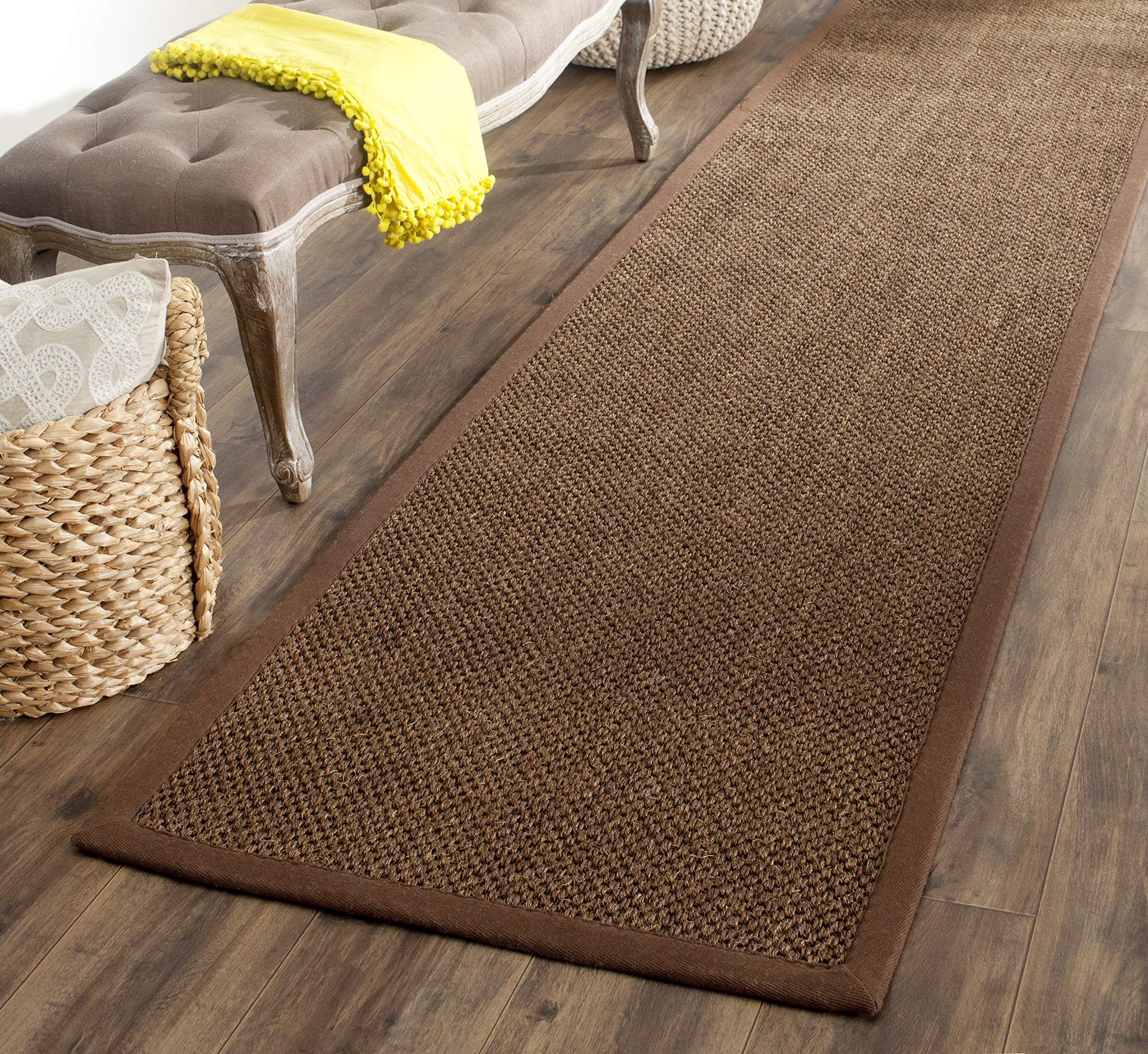 SAFAVIEH Natural Fiber Collection Accent Rug - 2' x 4', Brown & Brown, Border Sisal Design, Easy Care, Ideal for High Traffic Areas in Entryway, Living Room, Bedroom (NF443D)