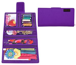 yazzii compact craft organizer tote bag - portable storage bag organizer - multipurpose storage organizer for crafts, cosmetics & jewelry-purple