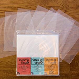 Invest In Vinyl 100 Clear Plastic Protective LP Outer Sleeves 3 Mil. Vinyl Record Sleeves Album Covers 12.75" x 12.5" Provide Your LP Collection with The Proper Protection