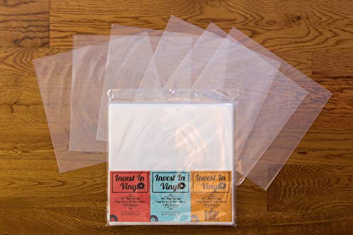 Invest In Vinyl 100 Clear Plastic Protective LP Outer Sleeves 3 Mil. Vinyl Record Sleeves Album Covers 12.75" x 12.5" Provide Your LP Collection with The Proper Protection