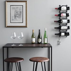 Wallniture Wrought Iron Wine Rack – Wall Mount Bottle Storage Organizer – Rustic Home Decor Set of 3