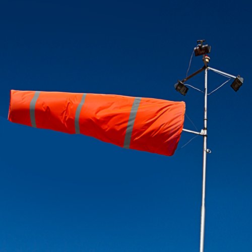 Anley 30 Inch Windsock - Rip-stop Polyester Wind Direction Measurement Sock Bag with Reflective Belt - For Outdoors Airport Farm & Park - Orange 2.5 Feet