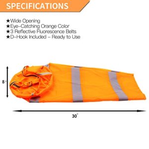 Anley 30 Inch Windsock - Rip-stop Polyester Wind Direction Measurement Sock Bag with Reflective Belt - For Outdoors Airport Farm & Park - Orange 2.5 Feet