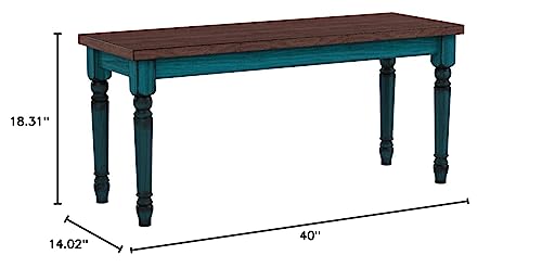 Powell Furniture Willow Dining Bench, Multicolor, 40”W x 14.02”D x 18.31”H