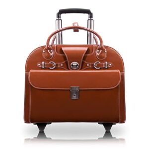 mcklein women's edgebrook wheeled non-detachable briefcase, brown, 17"x6"x13.5"
