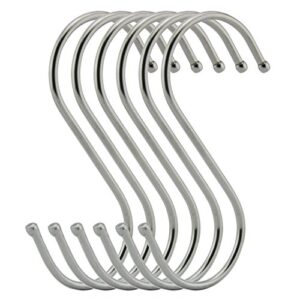 ruiling 6-pack 4.7 inches extra large s shape hooks,heavy-duty stainless steel hanging hooks - multiple uses,ideal for apparel, kitchenware, utensils, plants, towels, gardening tools.