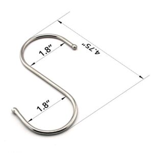 RuiLing 6-Pack 4.7 Inches Extra Large S Shape Hooks,Heavy-Duty Stainless Steel Hanging Hooks - Multiple uses,Ideal for Apparel, Kitchenware, Utensils, Plants, Towels, Gardening Tools.