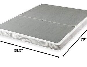 ZINUS No Assembly Box Spring / 4 Inch White Mattress Foundation / Sturdy Metal Structure, Queen,Grey